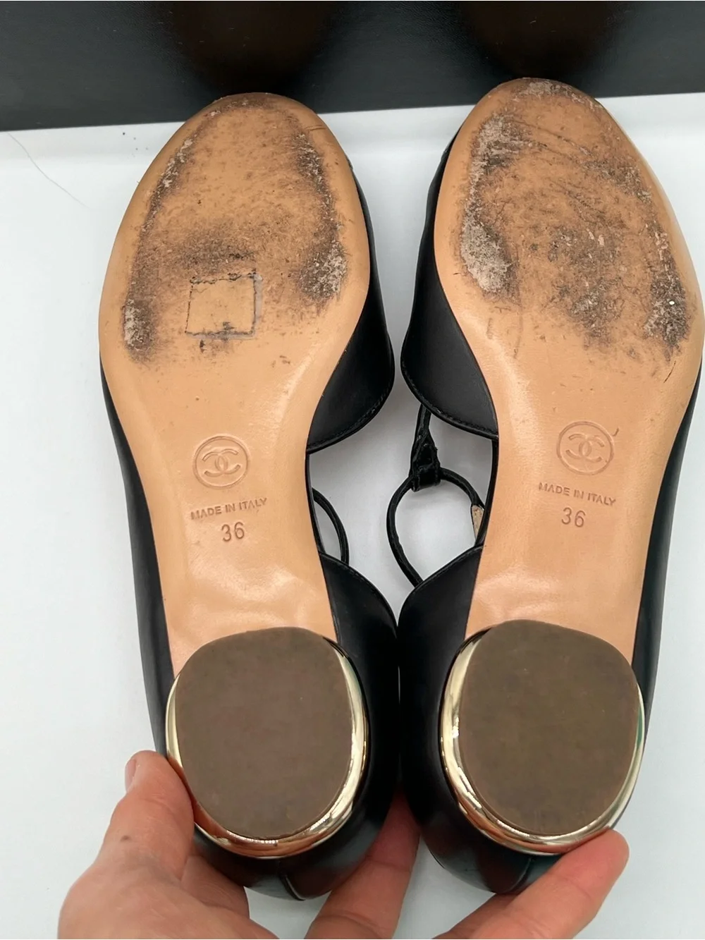🔴Authentic CHANEL Black Leather Ballet Flats/Shoes🔴